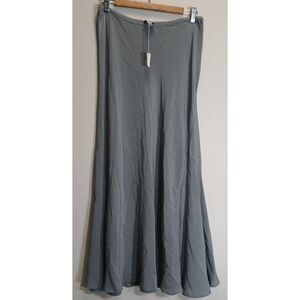 Eileen fisher womens 33 waist large long maxi skirt blue 100% silk